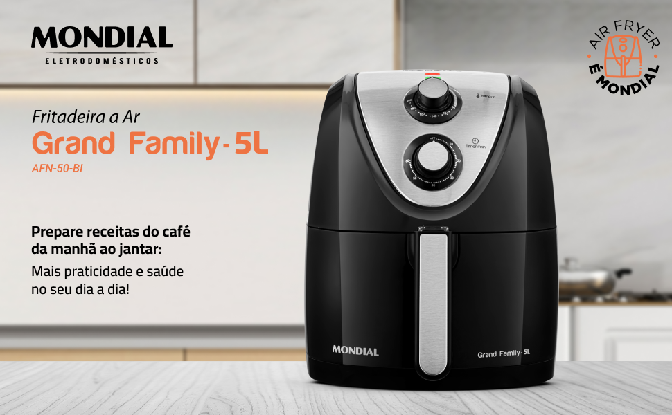 Menor preço do dia da Fritadeira Sem Óleo Air Fryer 5L Mondial 1900W 110V - AFN-50-BI