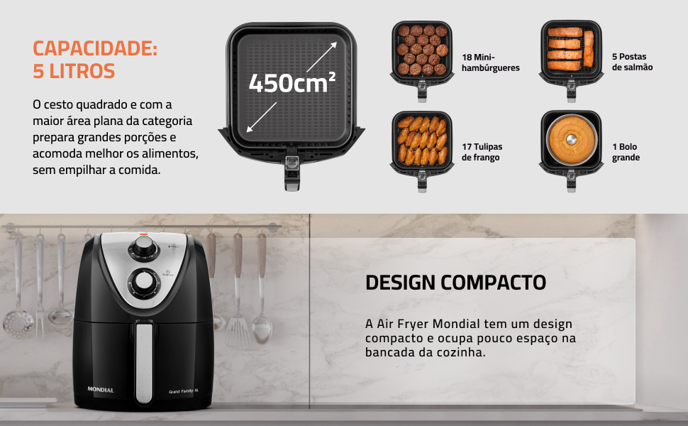 Menor preço do dia da Fritadeira Sem Óleo Air Fryer 5L Mondial 